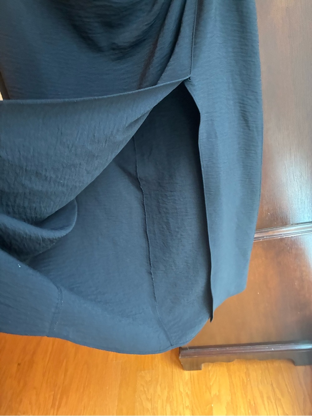 Zara Black Draped Midi Skirt with Gold Buttons Size Large - Picture 5 of 6